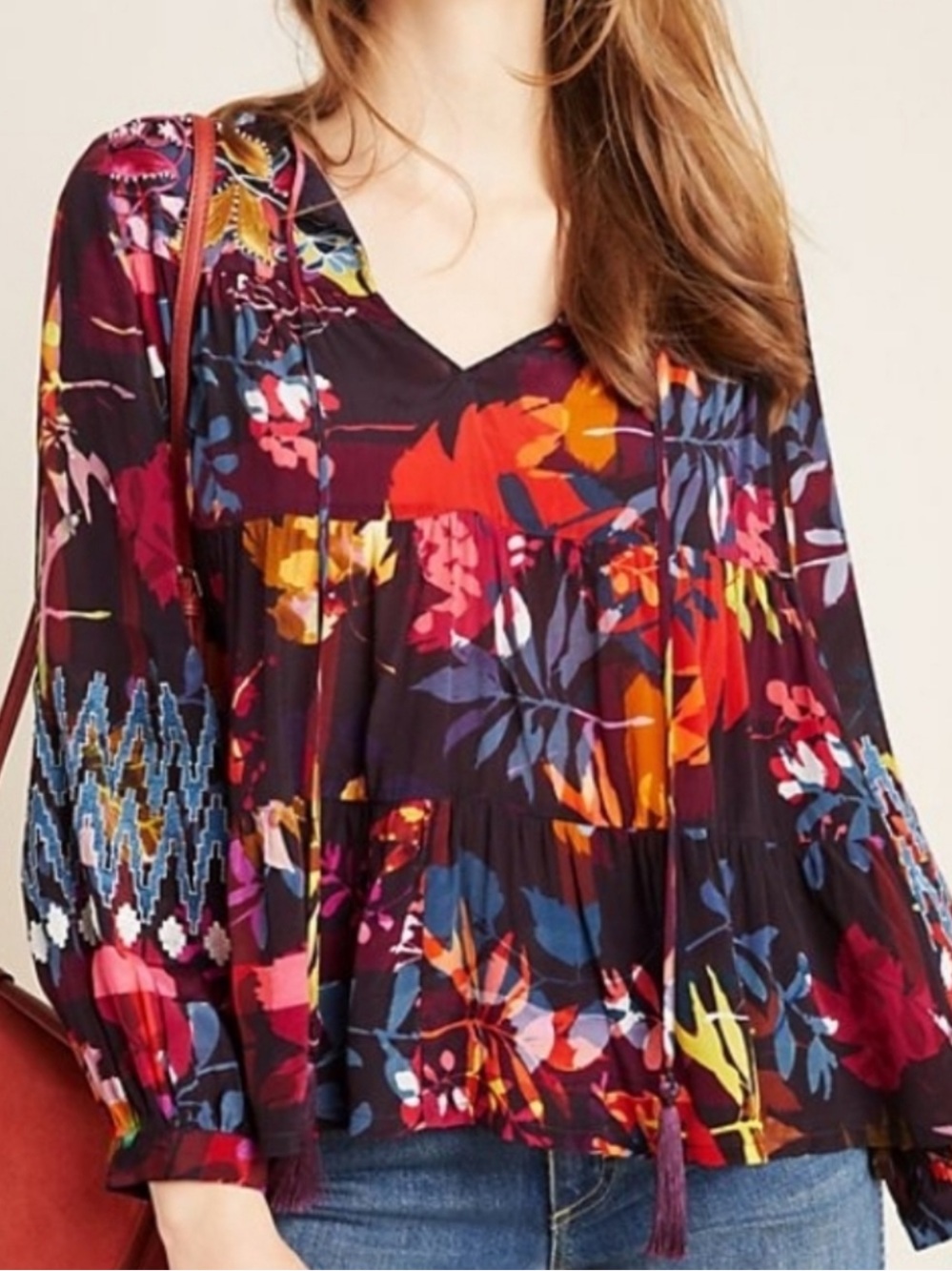 Vineet Bahl Anthropologie Top Beaded Embroidery Size XS